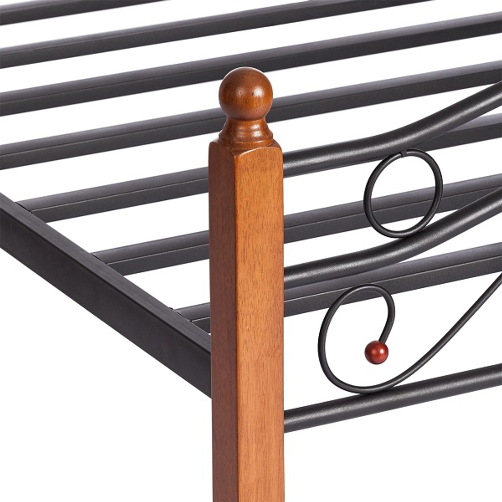 Кровать AT-803 дерево гевея/металл, 120х200см, красный дуб/черный