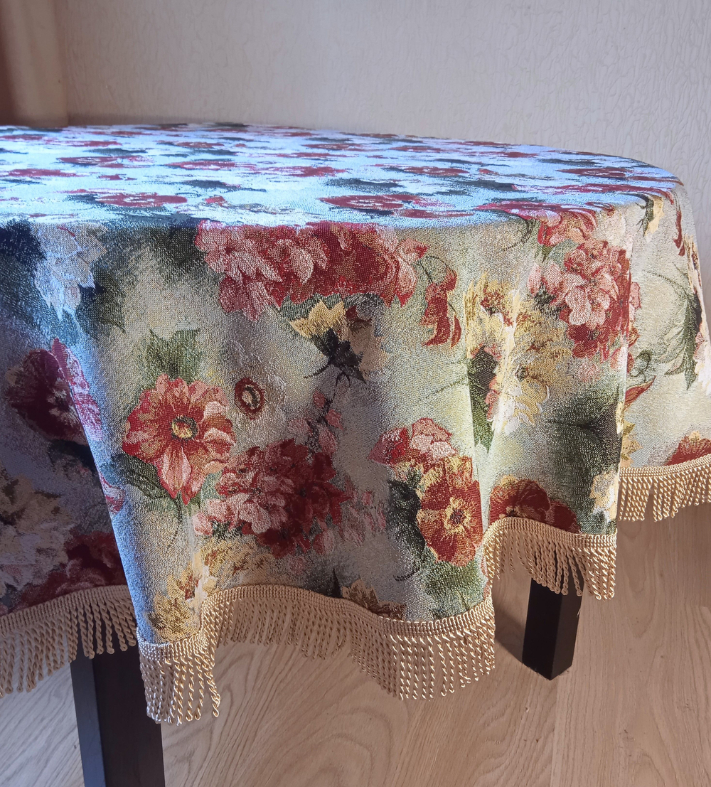 Гобеленовая скатерть Акварельные пионы D 200 см