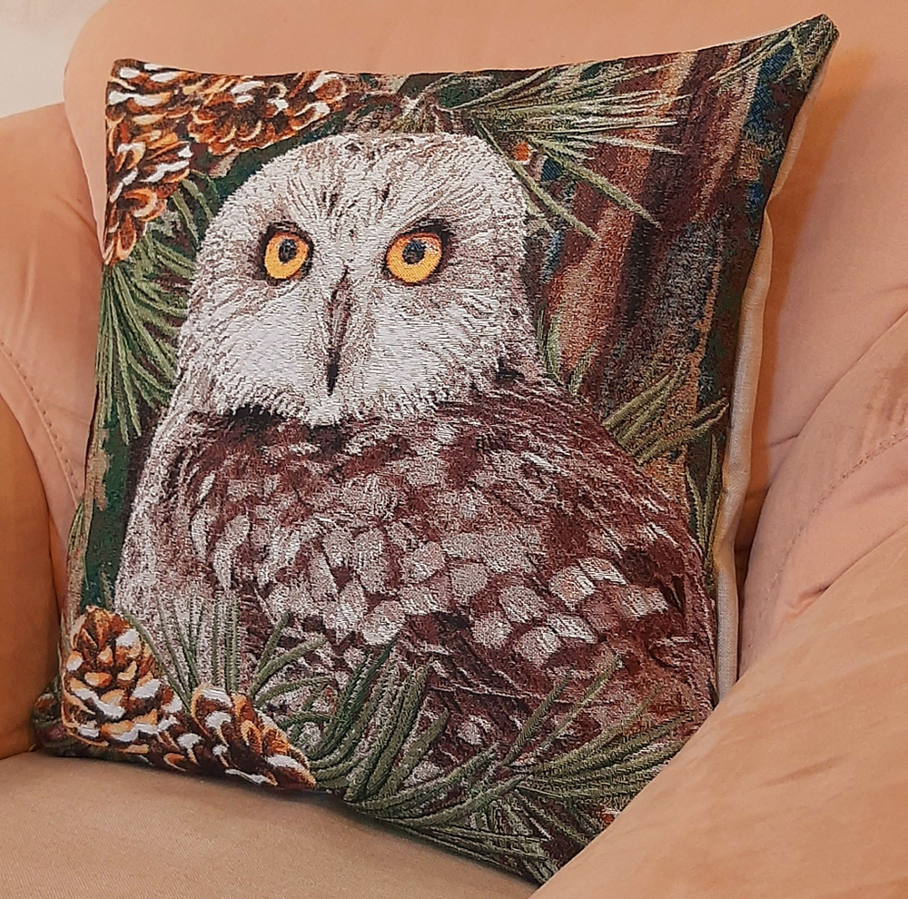 Декоративный гобеленовый чехол для интерьерной подушки Сова Соня 47*47