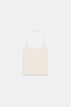 ZARA БЕСШОВНЫЙ ТОП С ГОРЛОВИНОЙ ХАЛТЕР, ЭКРЮ