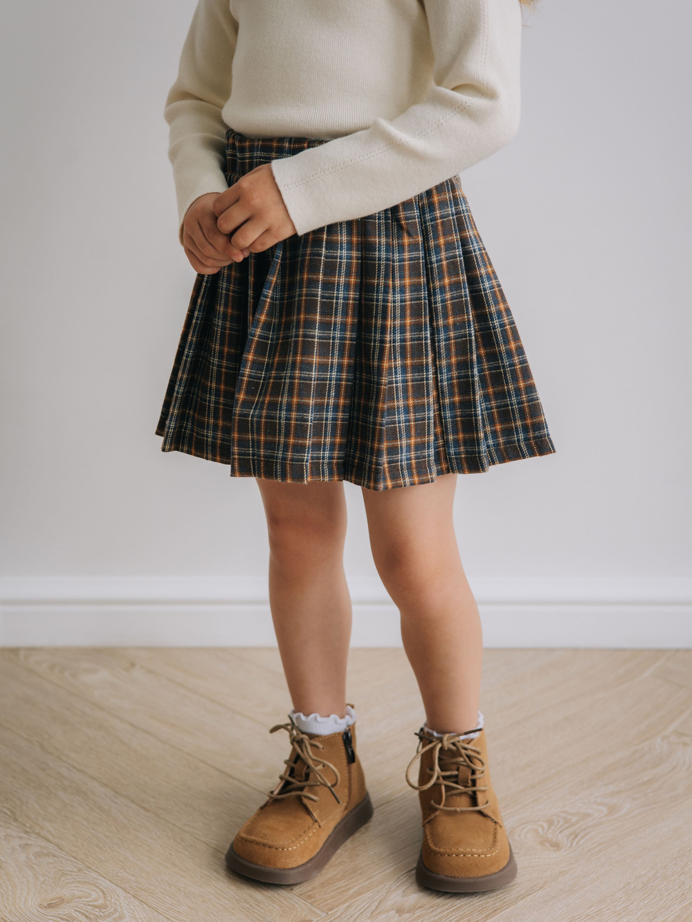 Юбка-шорты в клетку, Серый