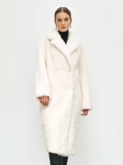Шуба женская чебурашка тедди эко, жемчужная, SilverFox