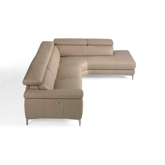 Угловой диван с реклайнером Angel Cerda 5320-R, бежевая кожа