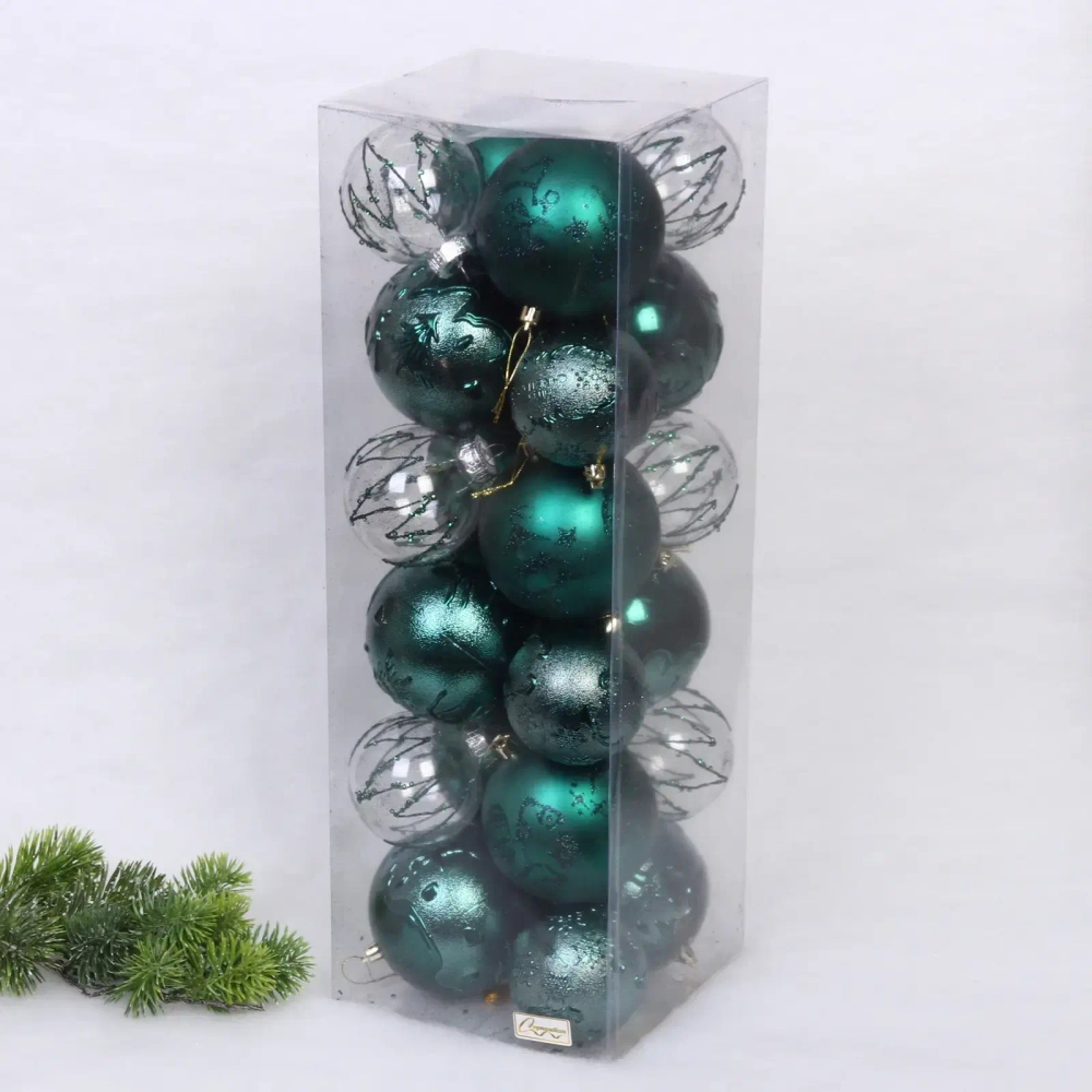 Набор шаров «Wonderful highlights» 8 см + 10 см (24 предмета), Изумруд