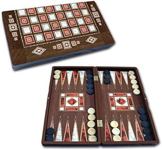 POLYESTER ANTIQUE BACKGAMMON PEARL
