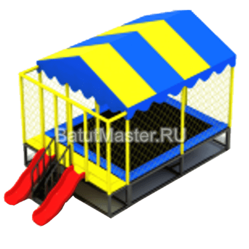 Батутная арена "Сказка" с крышей и двумя горками 3,5x3x3 м