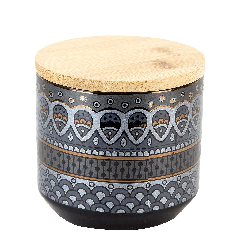 Банка для сыпучих продуктов (с бамбуковой крышкой) "Чайхана" d=10см. h=9,5см. v=500мл.