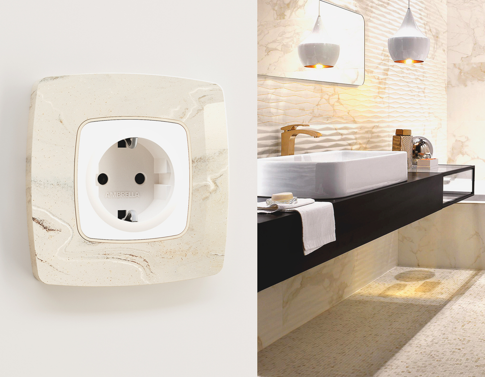 OF940601 Рамка OMEGA Opera (Серо-бежевый мрамор) 1-ая