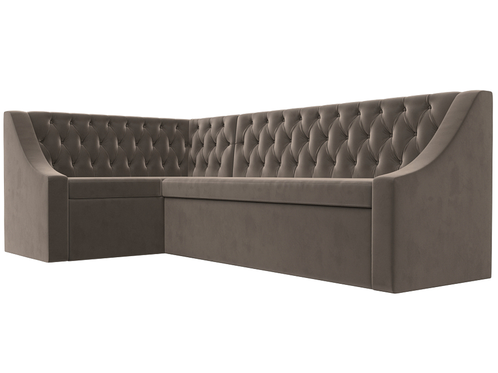 Диван кухонный угловой Мерлин левый угол, Коричневый, Велюр, 109424L