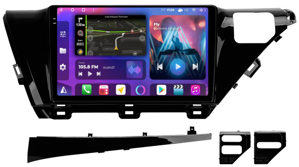 Магнитола для Toyota Camry 70 2017-2021 (без JBL) - FarCar BM1069M монитор 10.36" QLED на Android 14, TS10, 4+32Гб, CarPlay, 4G SIM-слот