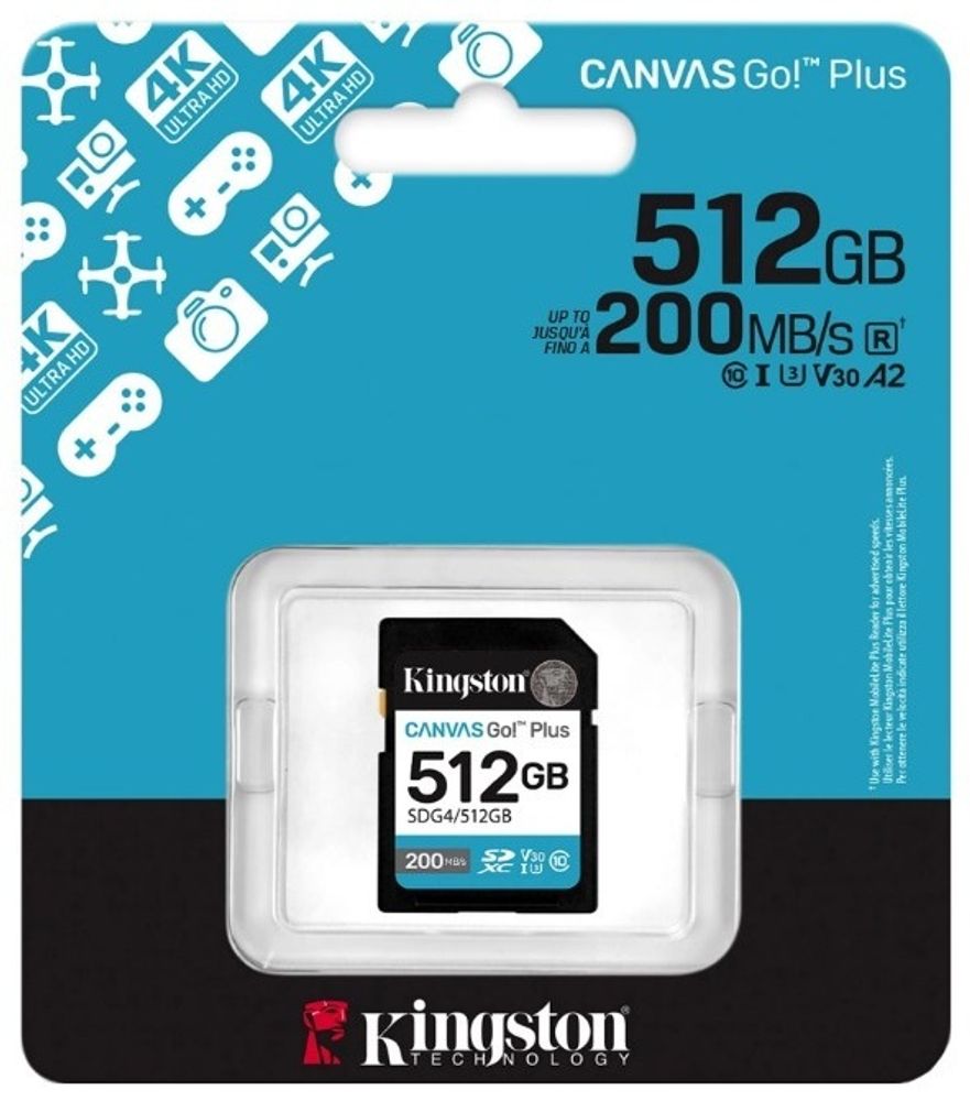 Карта памяти Kingston Secure Digital XC Canvas Go! Plus SDG4/512GB 512 Гб
