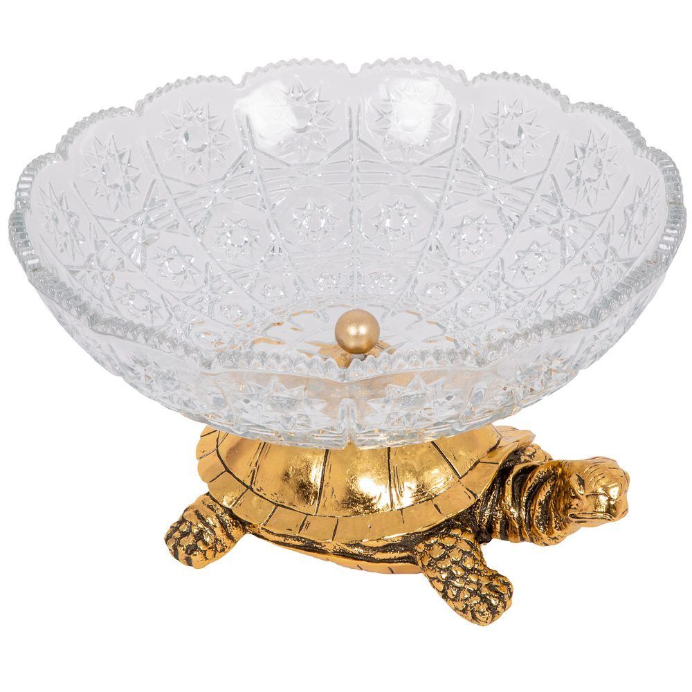 Фруктовница-конфетница Черепаха со стеклянной чашей 7373 Бронза