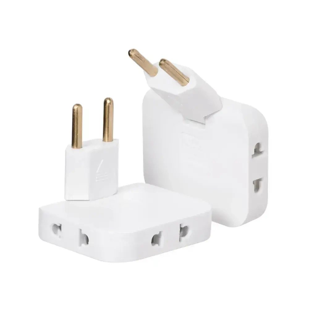 Тройник плоский поворотный для розетки, разветвитель 180 градусов 2 шт, переходник