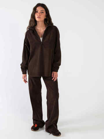 Брюки прямые вельвет темно-коричневый