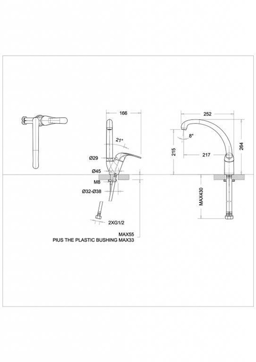Смеситель для кухни Bravat Fit