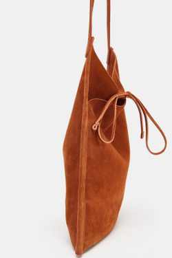 ZARA МИНИ-ПЛОСКАЯ КОЖАНАЯ СУМКА С БАНТОМ, ОРАНЖЕВЫЙ