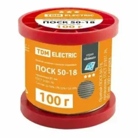 Припой ПОСу 95-5, проволока, ГОСТ 21931-76, Ø1 мм, 100 г, катушка, серия "Алмаз" TDM SQ1025-0343