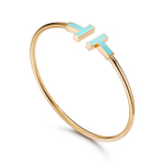 Браслет из жёлтого золота с бирюзой, Tiffany 💠T wire. Единственный в наличии