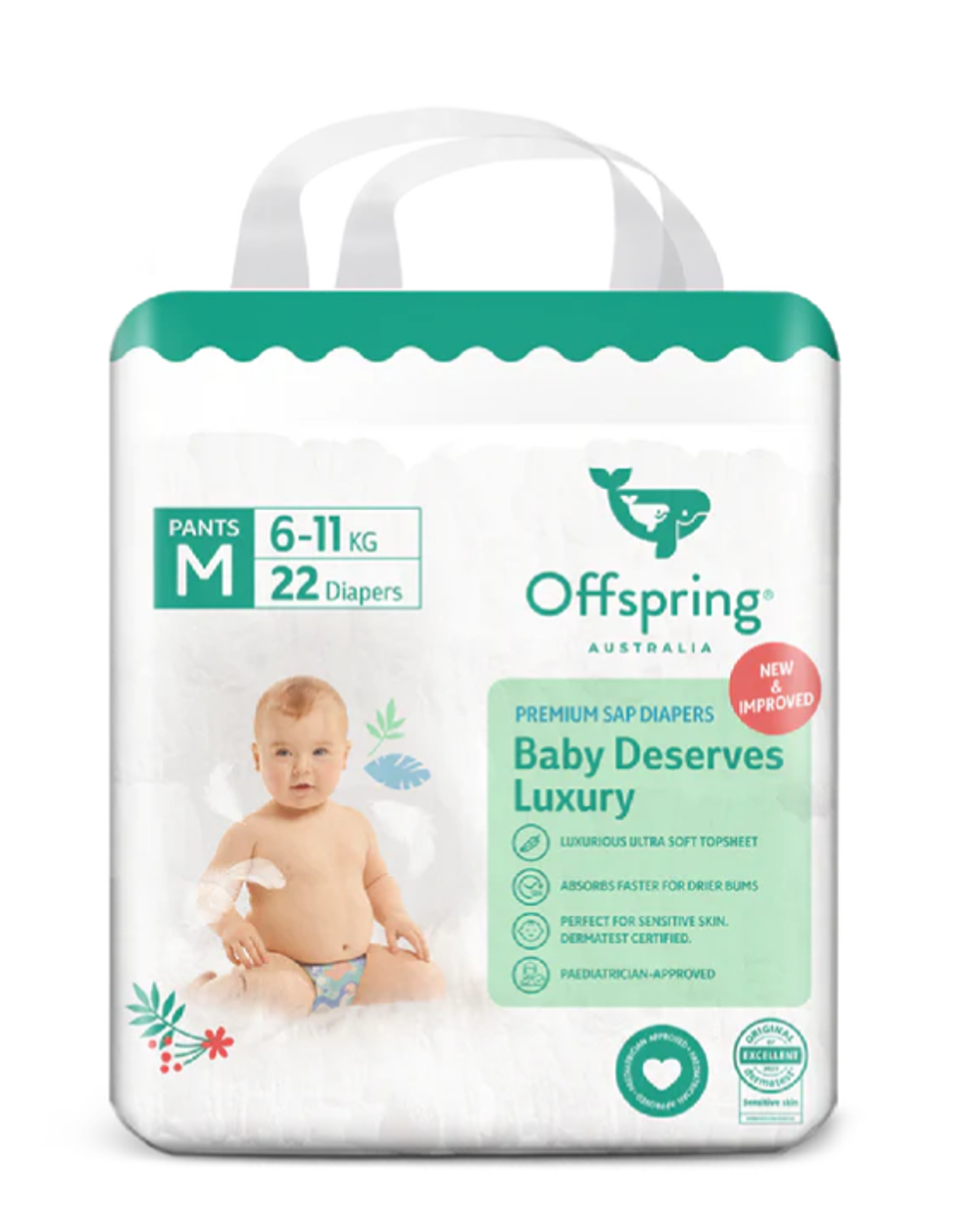 Offspring трусики-подгузники, M 6-11 кг 22 шт расцветка Авокадо