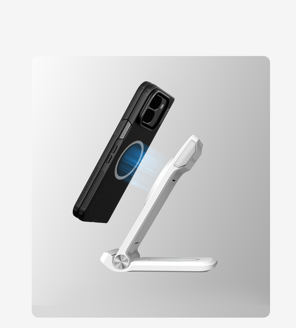 Чехол с MagSafe на Google Pixel 10 Pro Fold, серия Super Frosted Shield Prop Magnetic (версия с прозрачной откидной крышкой объектива) от Nillkin