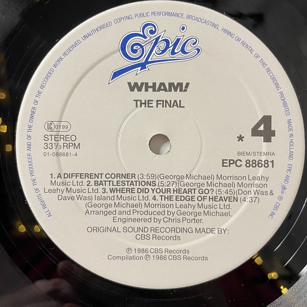 Винтажная виниловая пластинка LP Сборник Wham The Final (Holland 1986) Freedom