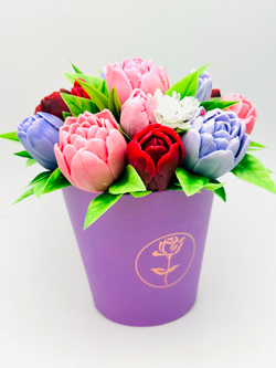 "Разноцветные тюльпаны» сиреневый стакан