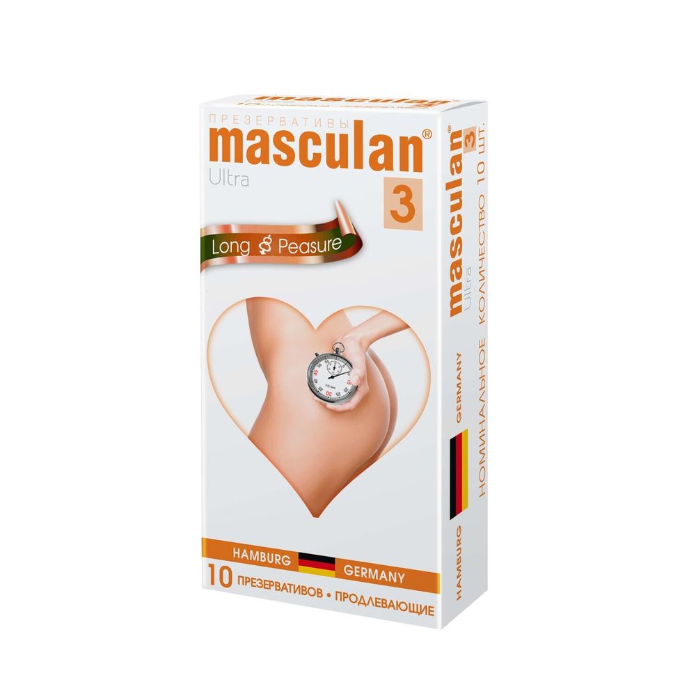 Презервативы Masculan Ultra 3,  10 шт.  Кольца и пупырышки с анестетиком (Long Pleasure)