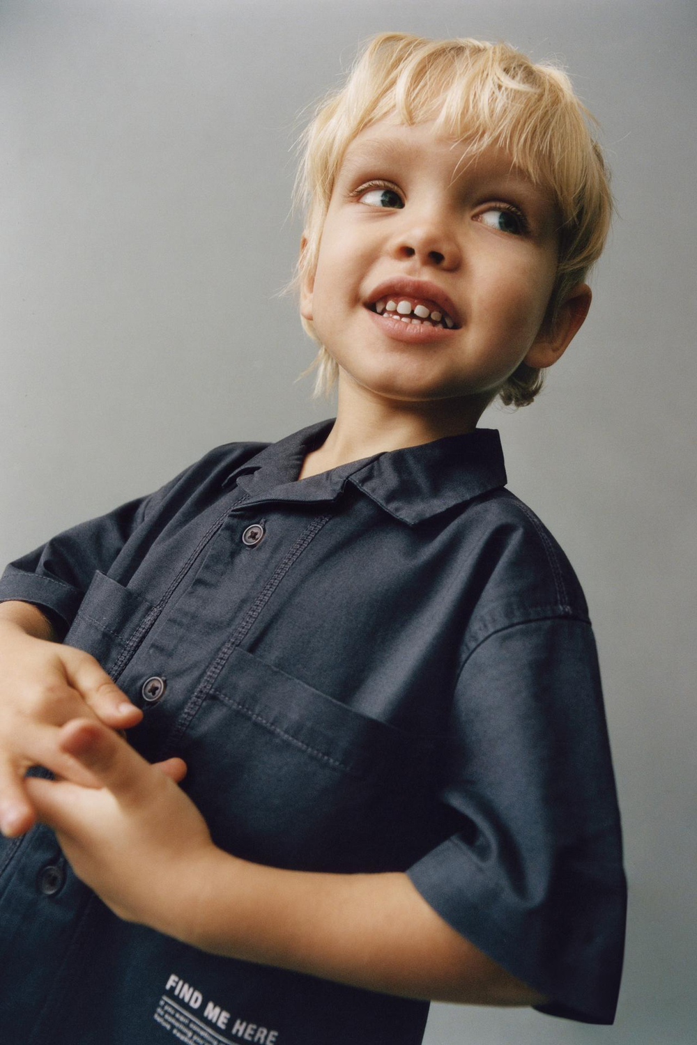 ZARA РУБАШКА С НАДПИСЬЮ, АНТРАЦИТОВО-СЕРЫЙ