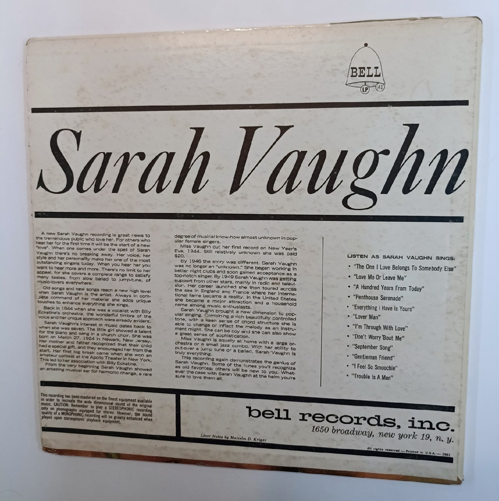 Sarah Vaughan The Voice Of Sarah Vaughan (US 1961)
