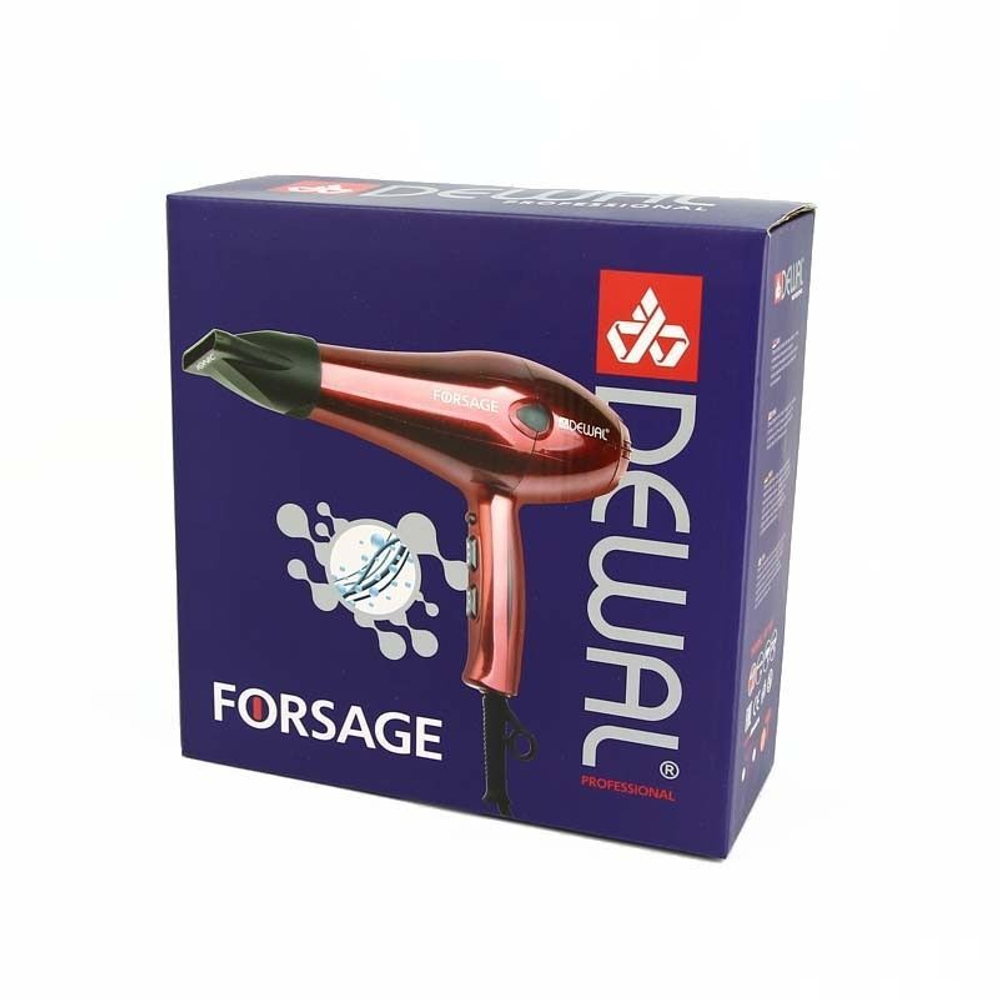 Dewal Фен FORSAGE 2100-2200W, 03-106 (ионизация, 2 насадки /красный) 1 шт