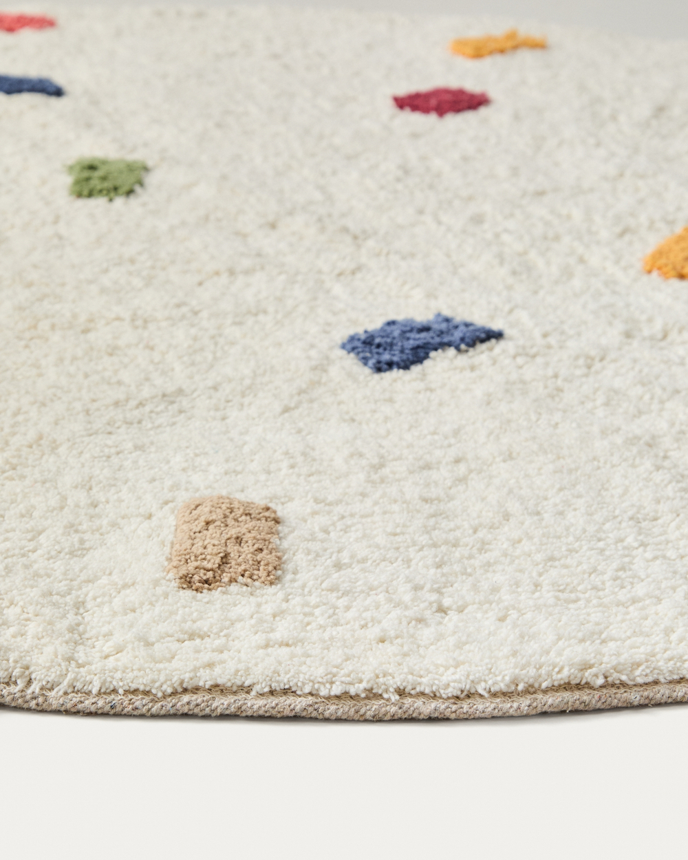 Круглый ковер Epifania из белого хлопка с разноцветными точками, Ø 100 см