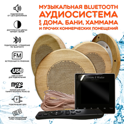 Комплект влагостойкой акустики для бани и сауны - SW 4 Black SAUNA (круглая решетка)