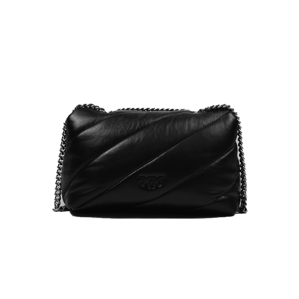 Сумка Pinko Puff Diagonal Quilted Metal Buckle Clamshell Sheepskin Messenger Shoulder Bag Mini Women's Black, 1P22UB-A03J-Z99O