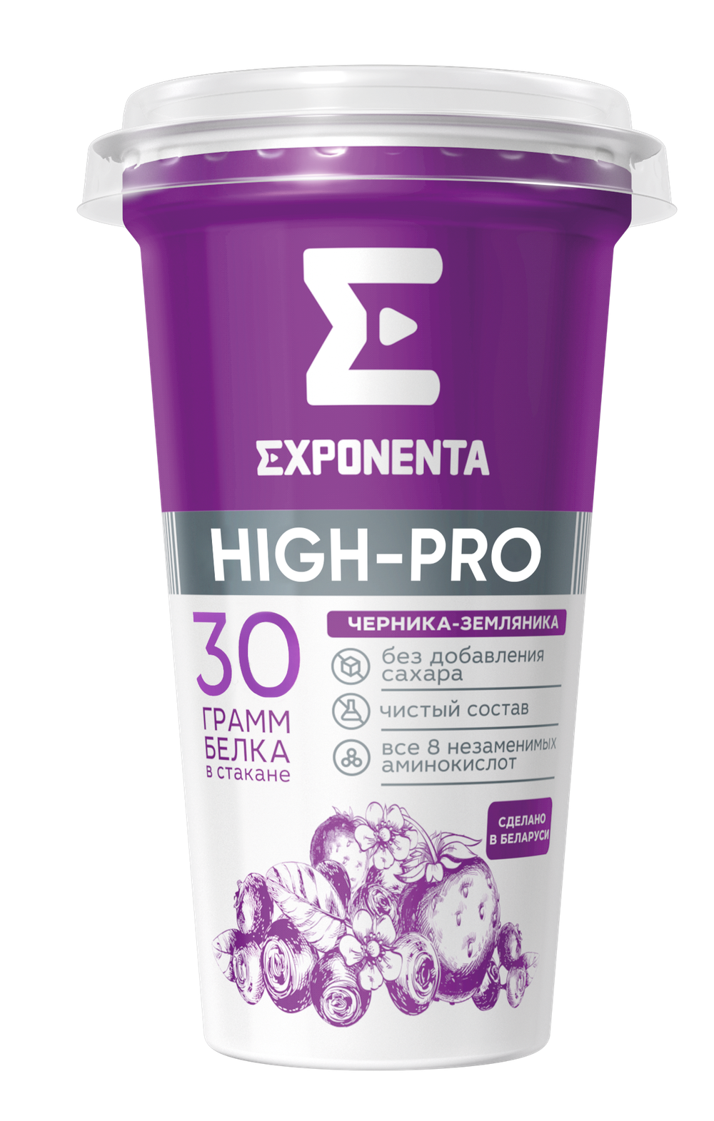 Напиток кисломолочный "Exponenta High-Pro" Черника-земляника обезжиренный 250г