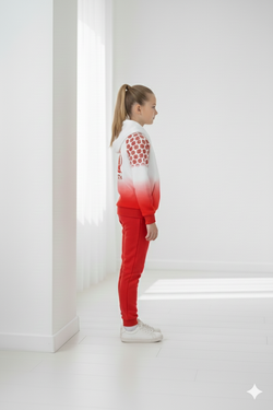 Sports team red suit with gradient and logo