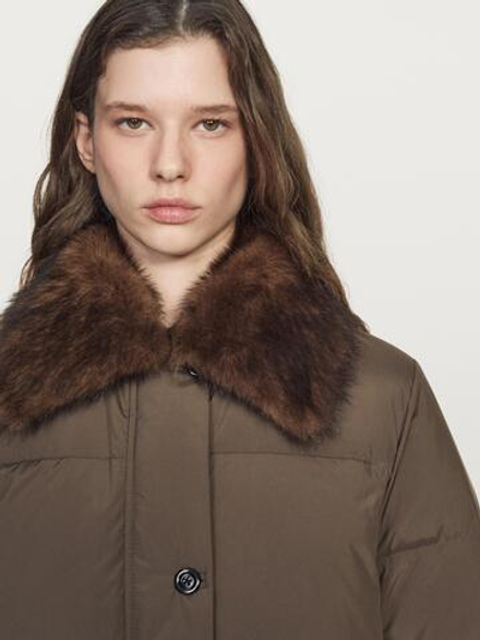 Massimo Dutti Стеганая куртка с водоотталкивающей пропиткой, темный хаки