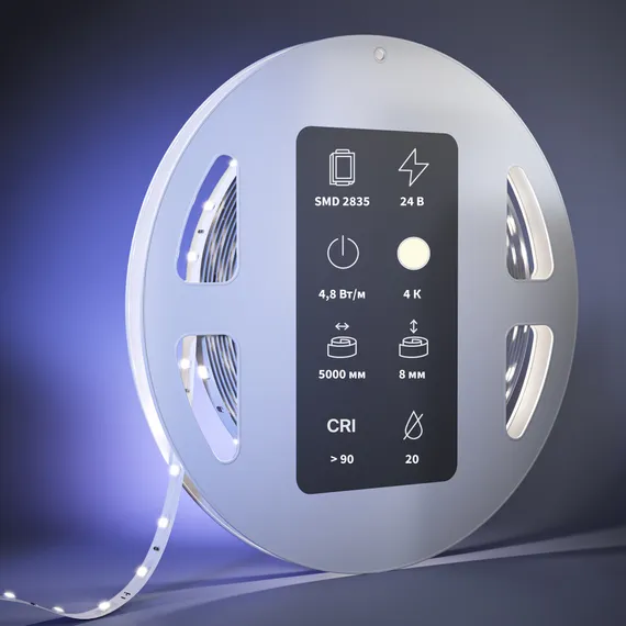 Светодиодная лента Ультра 24В 2835 4,8Вт/м 4000К 5м IP 20 201010 Led Strip 201010