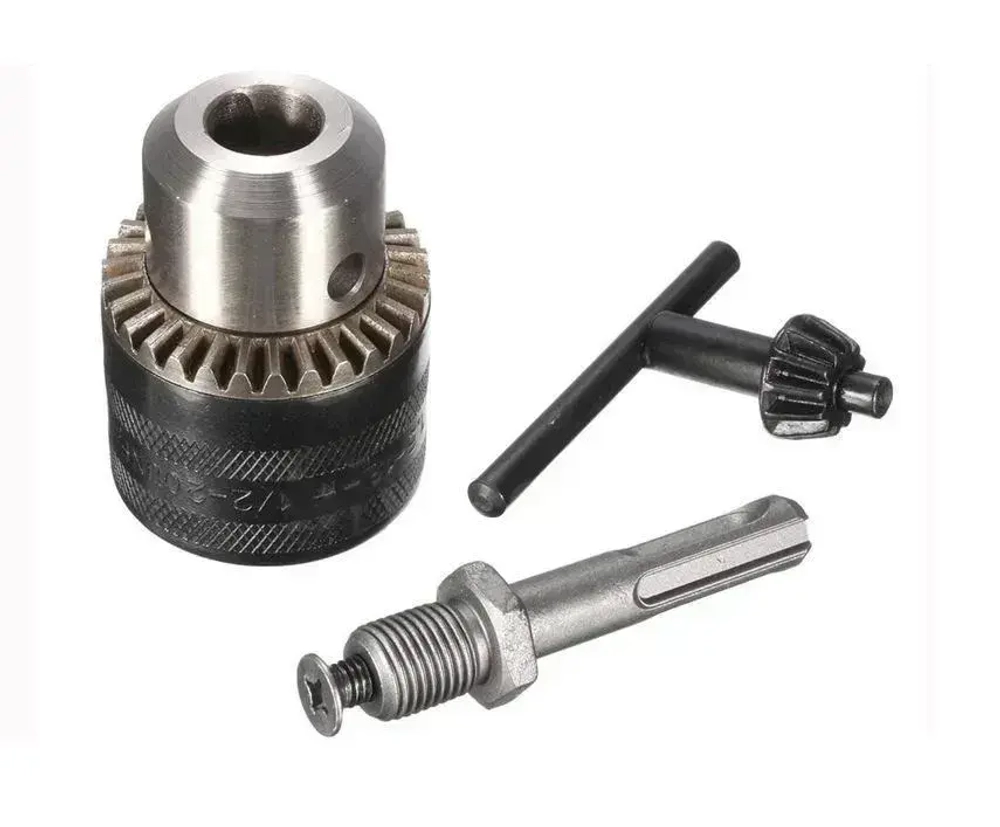 Патрон для дрели ключевой 1,5-13 мм с ключом и переходником SDS-plus 1/2, патрон для шуруповерта, перфоратора.