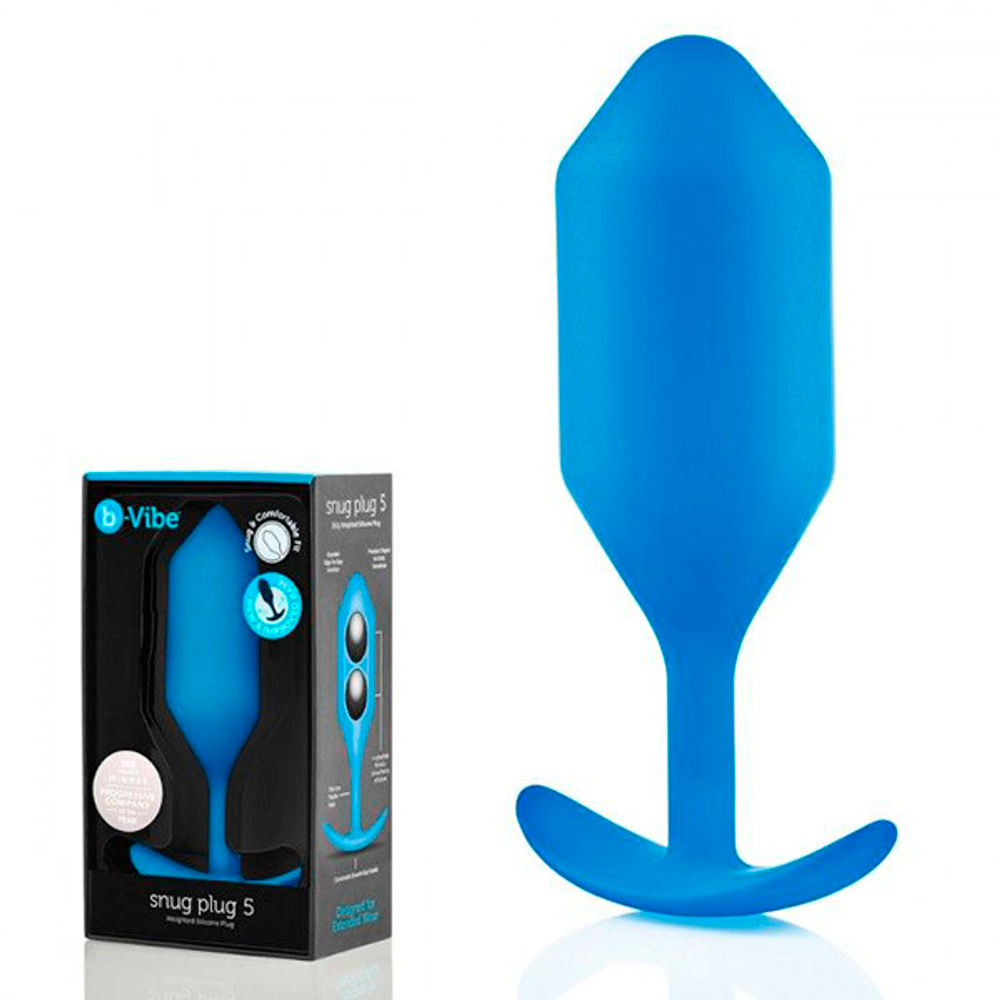 Синяя пробка для ношения 14см b-Vibe Snug Plug 5 BV-013-BLU