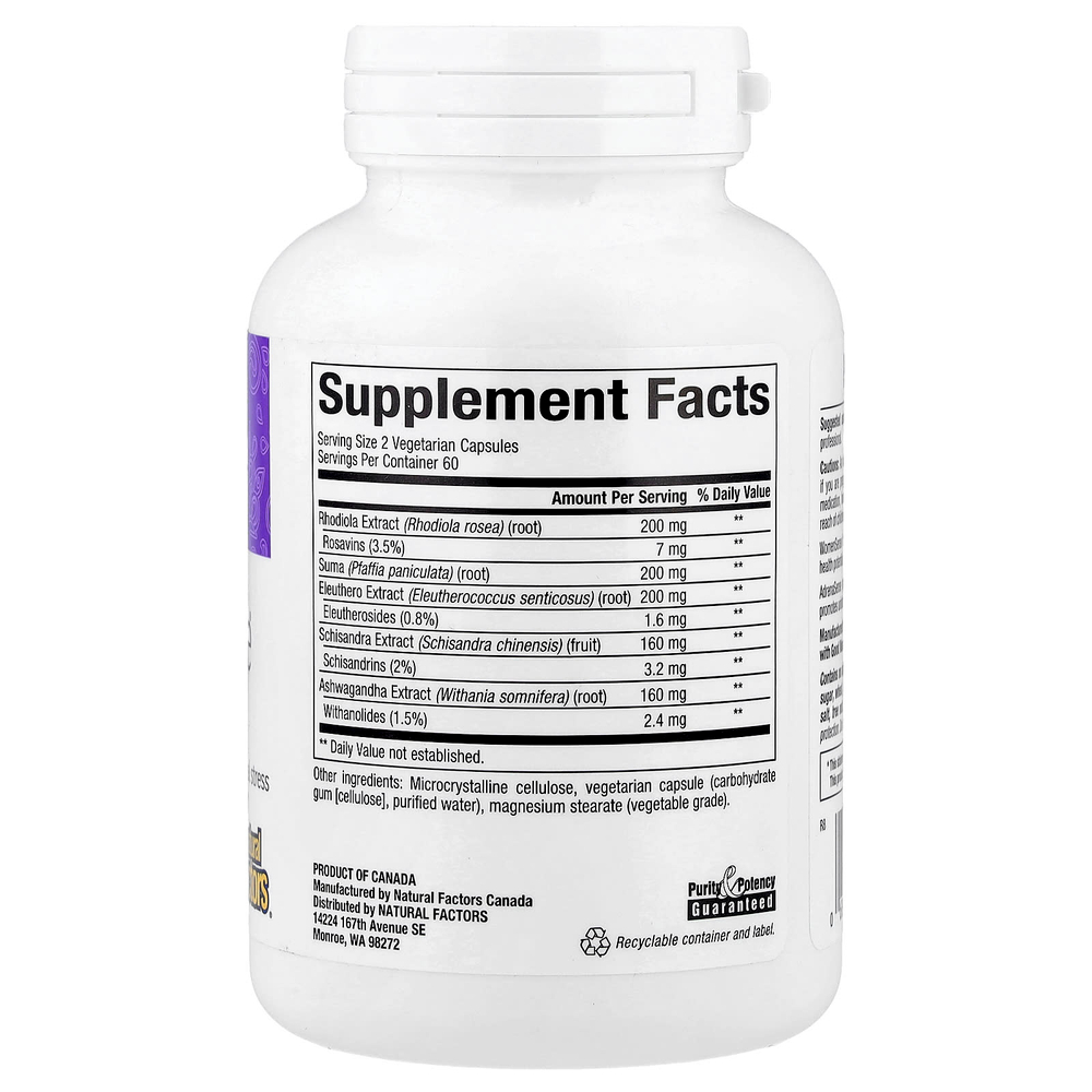 Natural Factors, WomenSense®, AdrenaSense®, добавка для надпочечников, 120 вегетарианских капсул