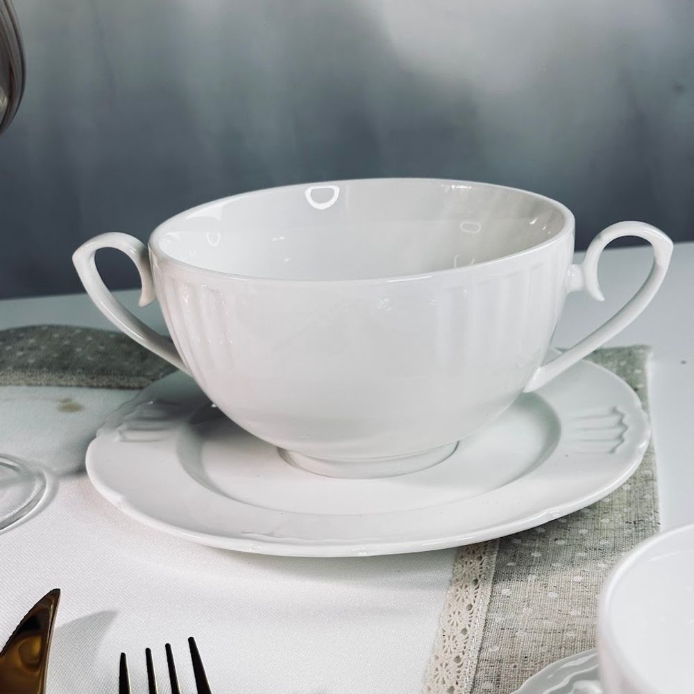 Lenardi 118-144 Бульонница 14см с блюдцем RESTO в под.уп.(х16)Фарфор