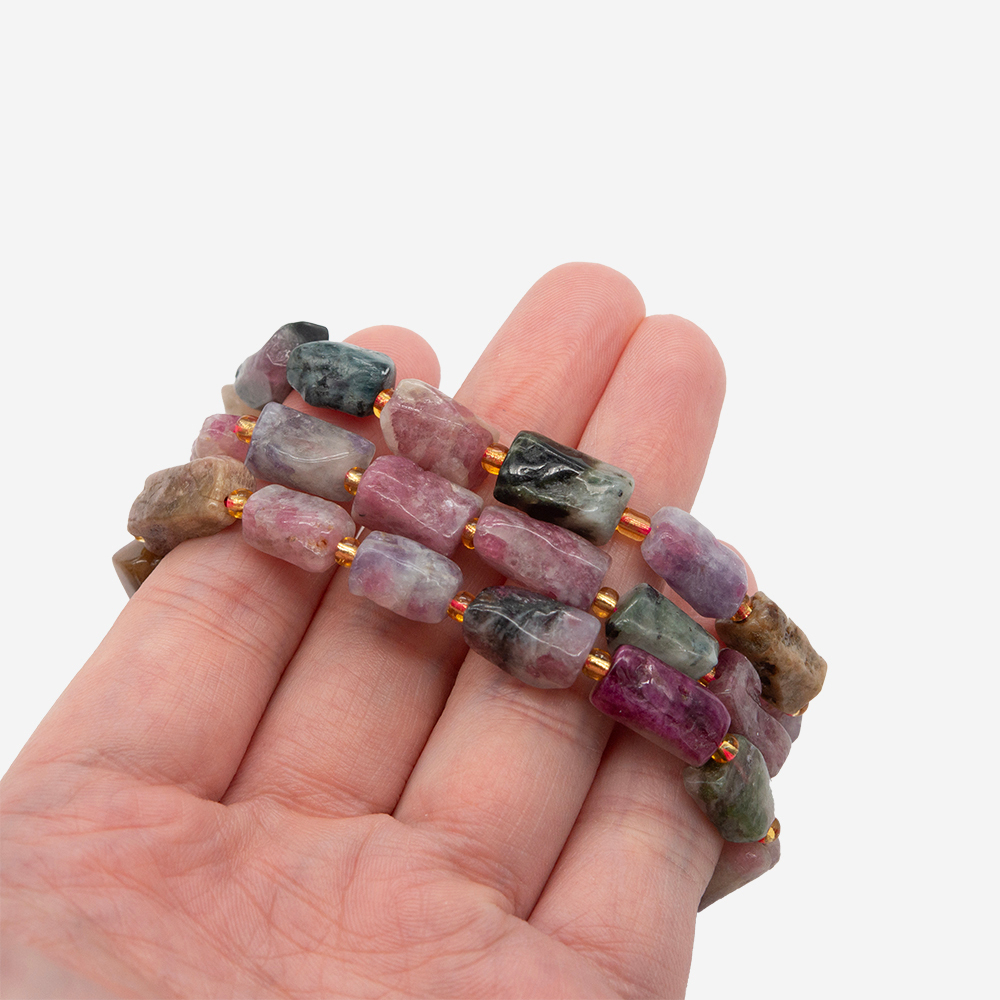 Турмалин натуральный, бочонки с гранями, 10-13*6-8мм