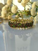 Браслет из бисера "Змейка" 18 см ручной работы с камнем Хромдиопсид