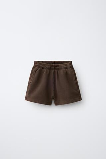 ZARA ОДНОТОННЫЕ ШОРТЫ ИЗ ТКАНИ ПИКЕ, КОРИЧНЕВЫЙ