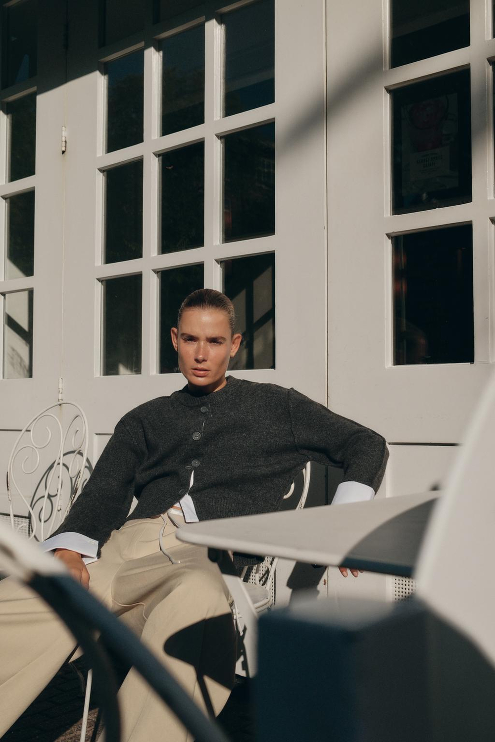 ZARA КАРДИГАН С КОНТРАСТНЫМИ ДЕТАЛЯМИ, СЕРЫЙ МЕЛАНЖ