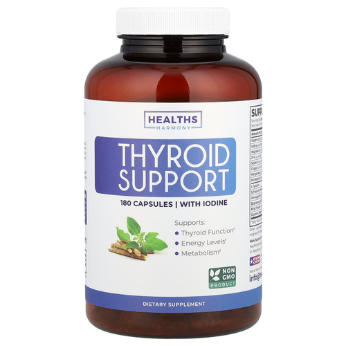Healths Harmony, Поддержка щитовидной железы с йодом, 180 капсул