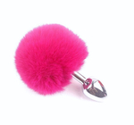 Анальная втулка с розовым заячьим хвостом 7 см