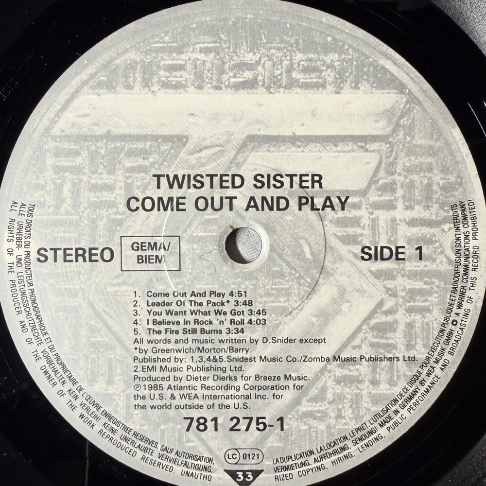 Виниловая пластинка Twisted Sister ‎– Come Out And Play LP