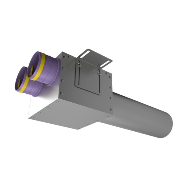 Присоединительная коробка VPDL 125/75×2 на 2 выхода (L=400), прямая круглая