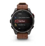 Garmin Fenix 8 PRO, 47 мм, AMOLED, Sapphire, Carbon grey DLC titanium with Chestnut leather band